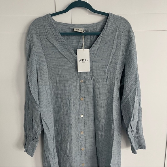 WRAP London NWT Long Sleeve Lightweight Linen Midi Maxi Summer Dress 10, M/L - Picture 3 of 11